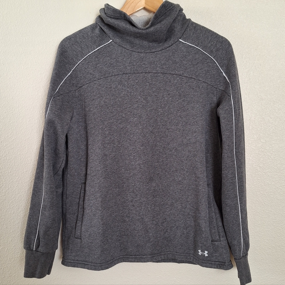 UNDER ARMOUR Athleisure Funnel Neck Pullover Sweater in Grey Size Small